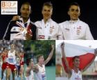 Marcin Lewadowski 800 m şampiyonu Michael Rimmer ve Adam Kszczot (2 ve 3) Avrupa Atletizm Şampiyonası&#039;nda Barcelona 2010